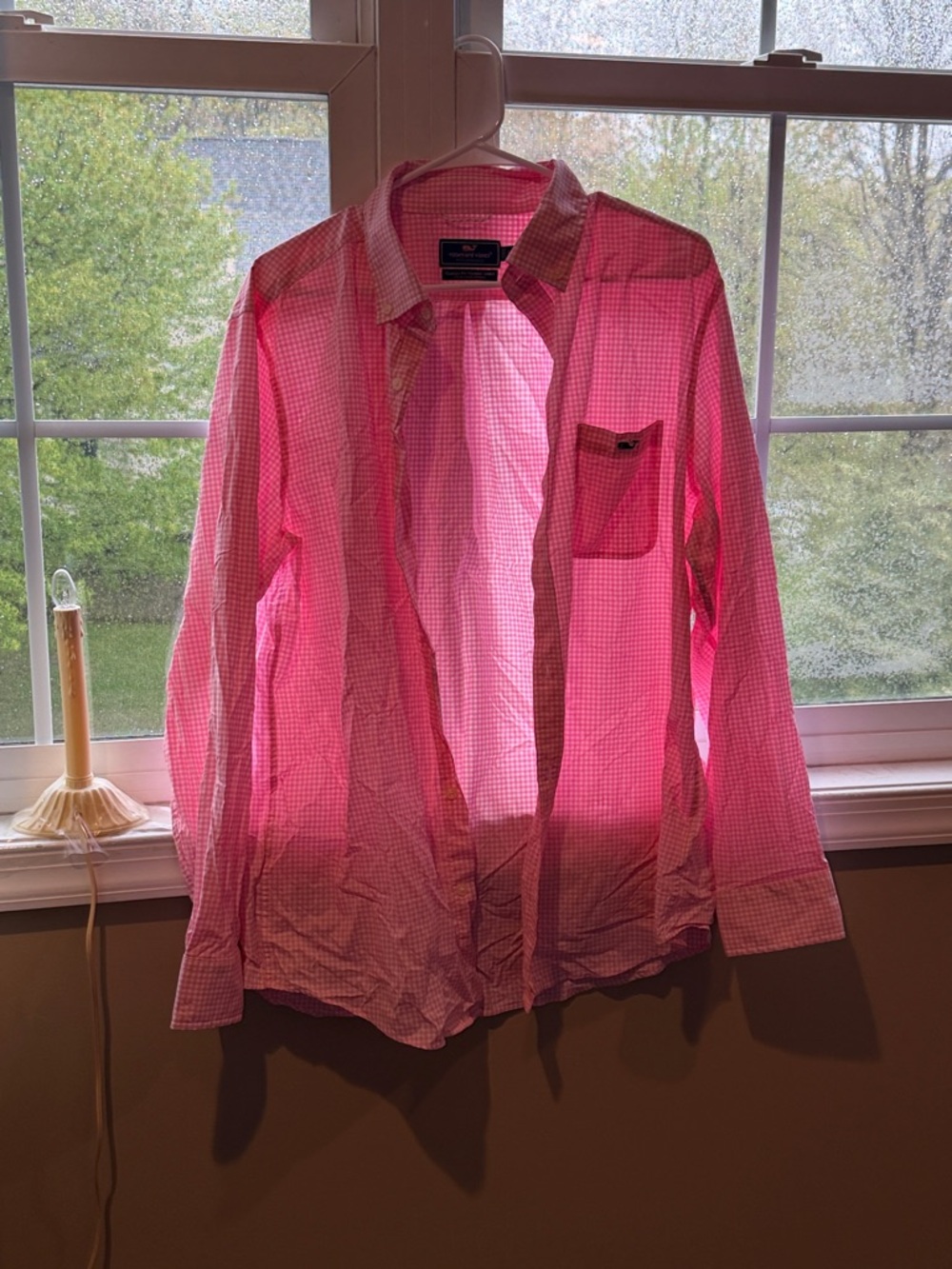 Vineyard Vines Men's Pink Gingham Button-Down Shirt